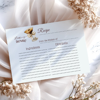 Love is Brewing Bow Bridal Shower Recipe Card
