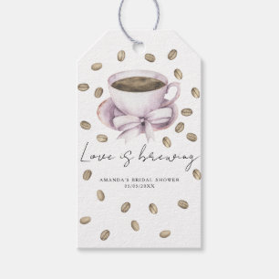 Love is brewing Bow Coffee Bridal shower Gift Tags