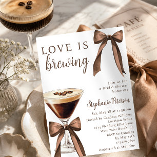 Love Is Brewing Bow Espresso Martini Bridal Shower Invitation