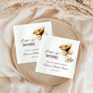 Love is Brewing Bow Espresso Martini Bridal Shower Napkin