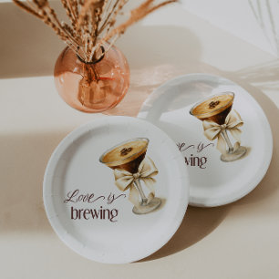 Love is Brewing Bow Espresso Martini Bridal Shower Paper Plate
