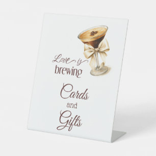 Love is Brewing Bow Espresso Martini Bridal Shower Pedestal Sign