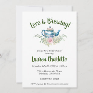 Love is Brewing Bridal Baby Shower Tea Party Invitation