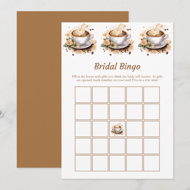 Love is Brewing Bridal Shower Bingo Game Cards  (Front/Back)