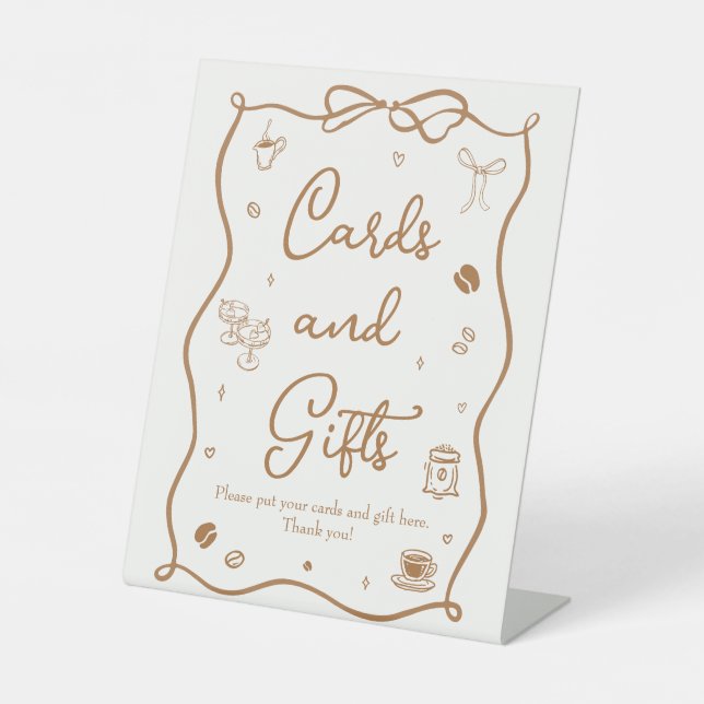 Love is Brewing Bridal Shower Cards & Gifts Pedestal Sign (Front)