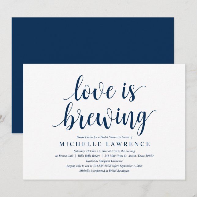 Love is Brewing, Bridal Shower Celebration Invitat Invitation (Front/Back)