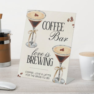 Love Is Brewing Bridal Shower Coffee Bar Cart Sign