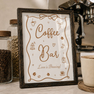 Love is Brewing Bridal Shower Coffee Bar Poster