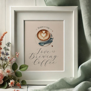 Love is Brewing Bridal Shower Coffee Bar Poster