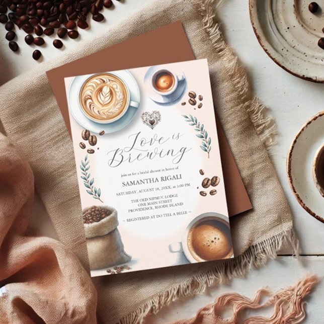 Love is Brewing Bridal Shower Coffee Invitation (Bridal shower invitations love is brewing coffee theme by Do Tell A Belle)
