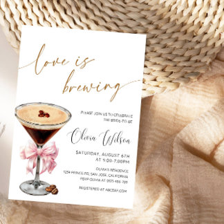 Love is Brewing Bridal Shower -Coffee & Love Party Invitation