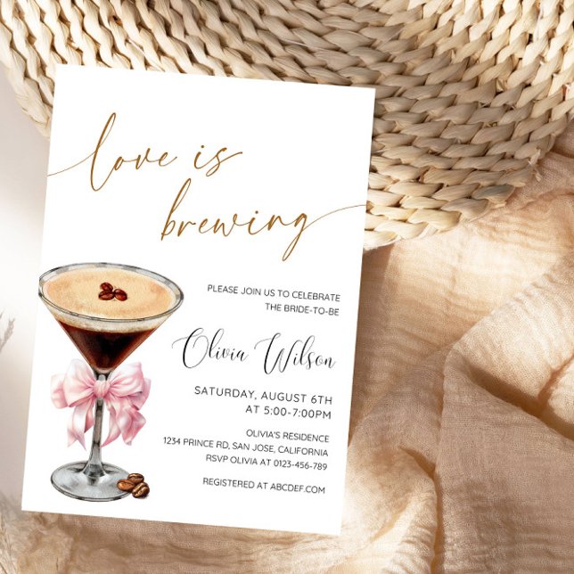 Love is Brewing Bridal Shower -Coffee & Love Party Invitation (Creator Uploaded)