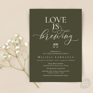Love Is Brewing Bridal Shower Elegant Script Invitation
