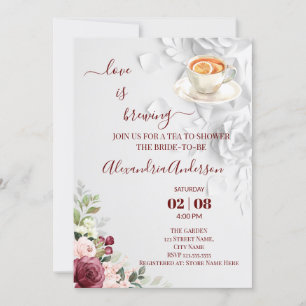 Love Is Brewing Bridal Shower Floral Invitation