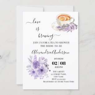 Love Is Brewing Bridal Shower Floral Orchid Invitation