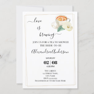 Love Is Brewing Bridal Shower Greenery Calla Lily Invitation