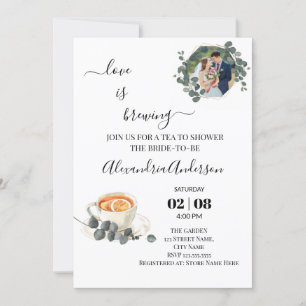 Love Is Brewing Bridal Shower Greenery Eucalyptus Invitation