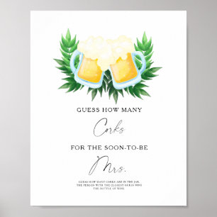 Love is brewing Bridal shower How Many Corks Poster