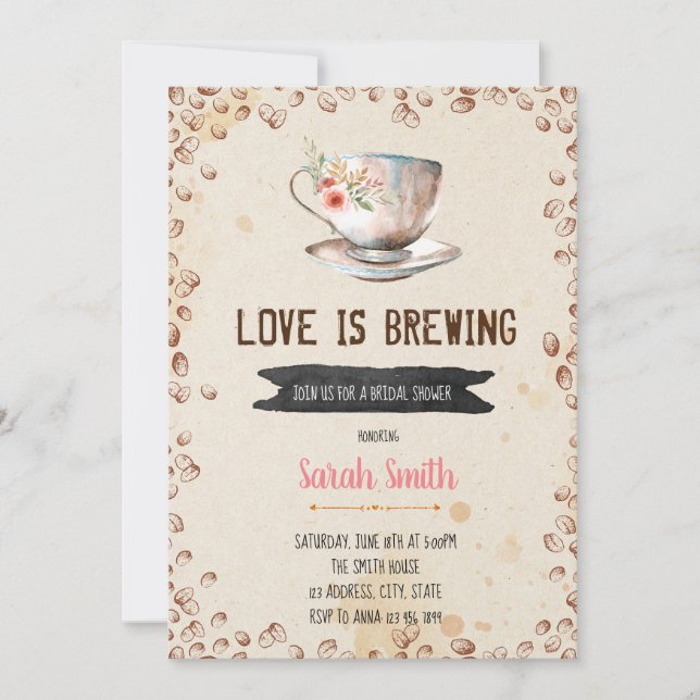 Love is brewing bridal shower invitation (Front)