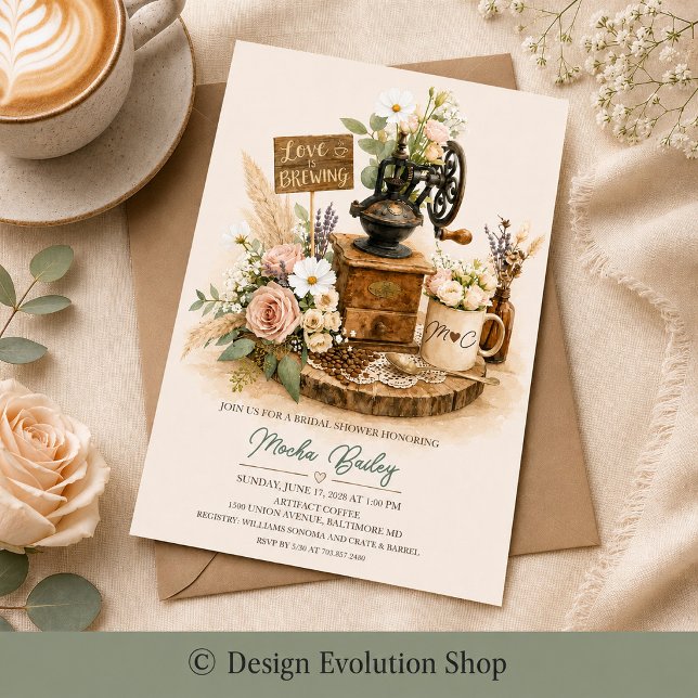 Love Is Brewing Bridal Shower Invitation  (Creator Uploaded)