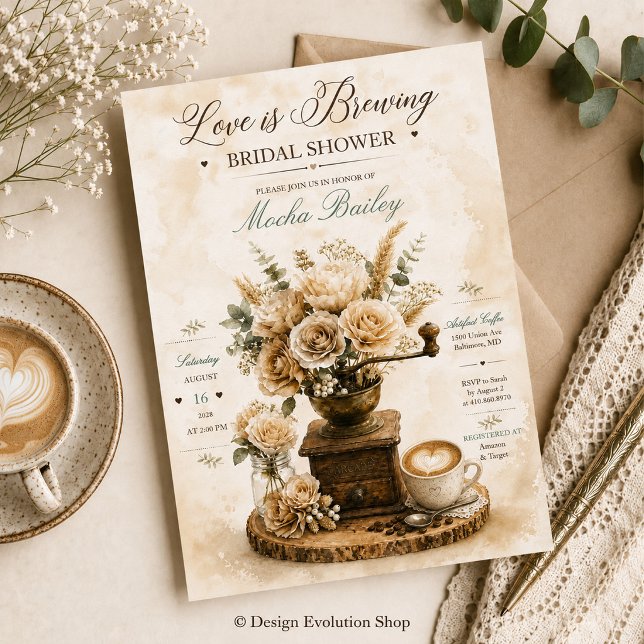 Love Is Brewing Bridal Shower Invitation  (Creator Uploaded)