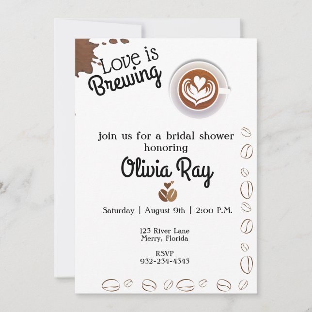 Love is Brewing Bridal Shower Invitation (Front)