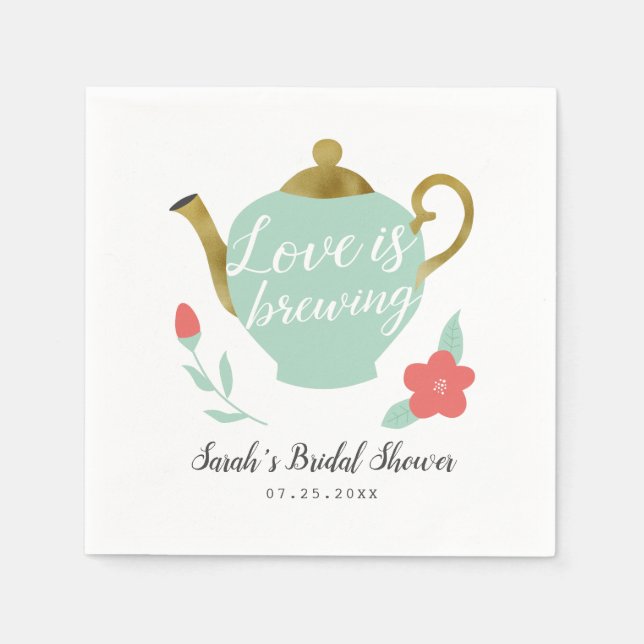 Love is Brewing Bridal Shower Napkin (Front)