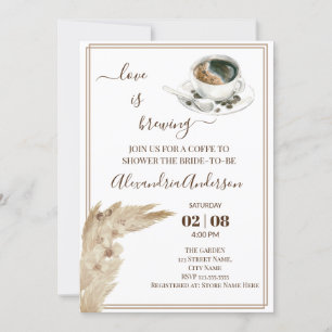 Love Is Brewing Bridal Shower Pampa Grass Invitati Invitation