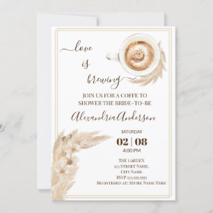 Love Is Brewing Bridal Shower Pampa Grass Invitati Invitation