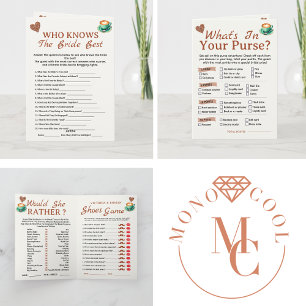 Love Is Brewing Bridal Shower Party 4 Games Fun Card