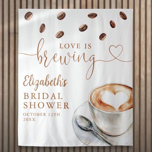 Love Is Brewing Bridal Shower Photo Backdrop Tapestry (Love Is Brewing Bridal Shower Photo Backdrop)