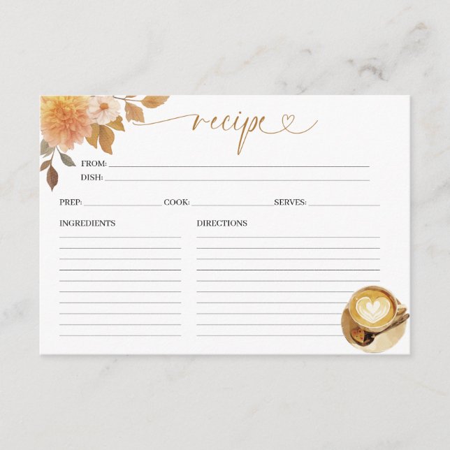 Love Is Brewing Bridal Shower Recipe Card (Front)