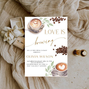Love Is Brewing Bridal Shower-Rustic Coffee Theme Invitation
