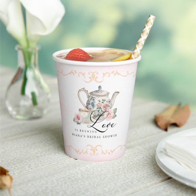 Love is Brewing Bridal Shower Tea Party Paper Cups (Insitu)