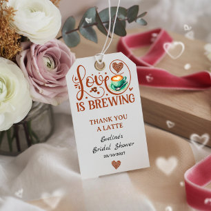 Love Is Brewing Bridal Shower Terracotta Coffee Gift Tags
