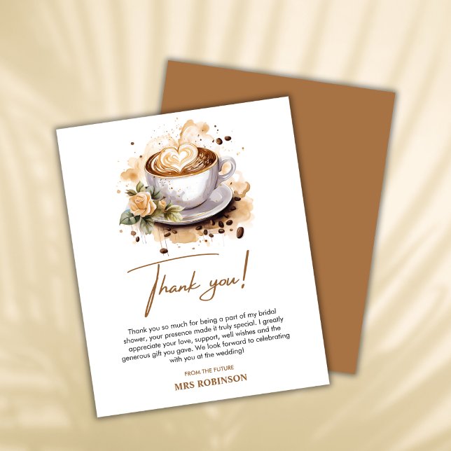 Love is Brewing Bridal Shower Thank You Card (Love is Brewing Coffee Bridal Shower Thank You Card    )