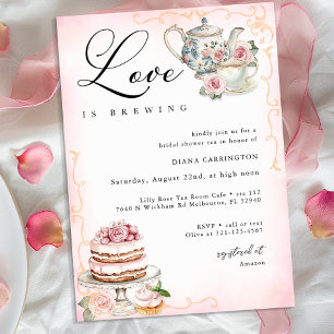 Love is Brewing Bridal Shower – Vintage Tea Party  Invitation