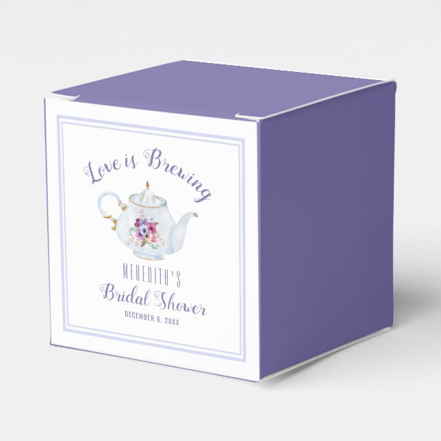 Love is Brewing Bridal Tea Party Favour Box (Front Side)