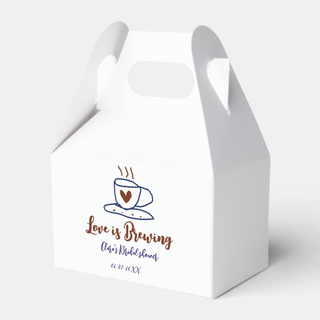 Love is Brewing brown blue bridal shower add name  Favour Box (Front Side)