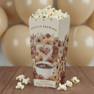 Love is Brewing Brown Floral Coffee Heart Bridal Favour Box