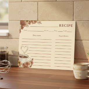 Love is Brewing Brown Floral Coffee Recipe Card