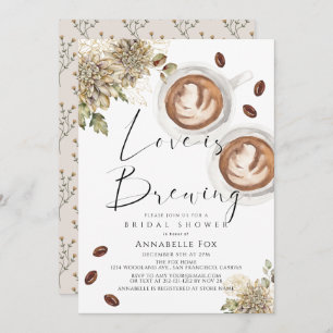 Love is Brewing Cappuccino Coffee Bridal Shower Invitation