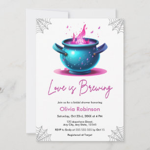 Love is Brewing Cauldron Halloween Bridal Shower  Invitation