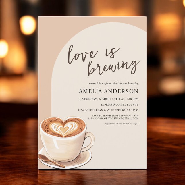 Love is Brewing Chic Arch Coffee Bridal Shower Invitation (Creator Uploaded)