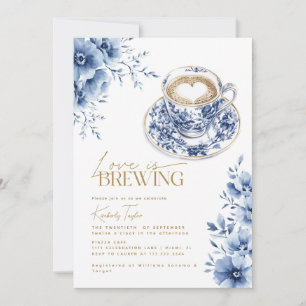 Love is Brewing Chinoiserie Blue Bridal Shower Invitation