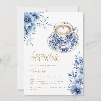 Love is Brewing Chinoiserie Blue Bridal Shower Invitation