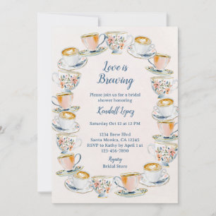 Love Is brewing Coffee and Tea Bridal Shower  Invitation