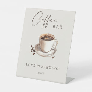 Love is Brewing Coffee Bar Pedestal Sign