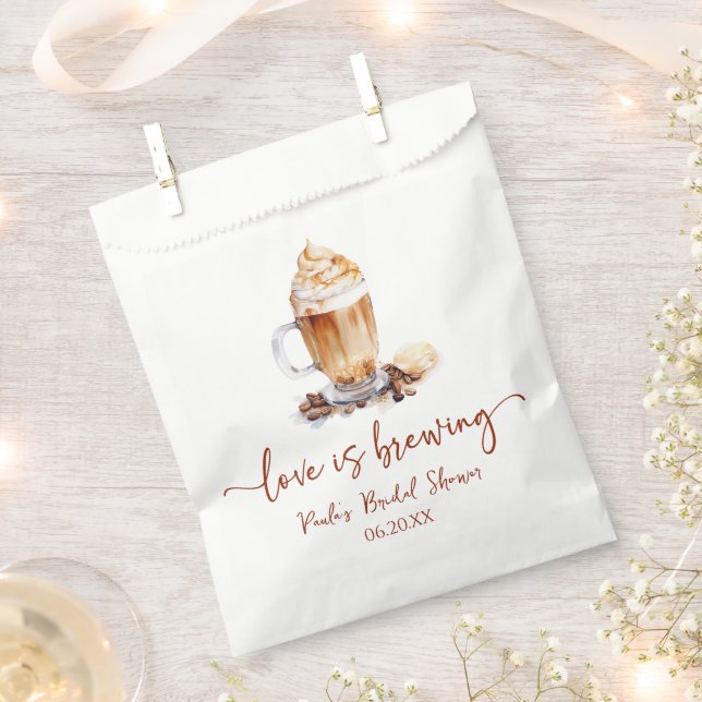 Love Is Brewing Coffee Beans Bridal Shower Favour Bags (Clipped)