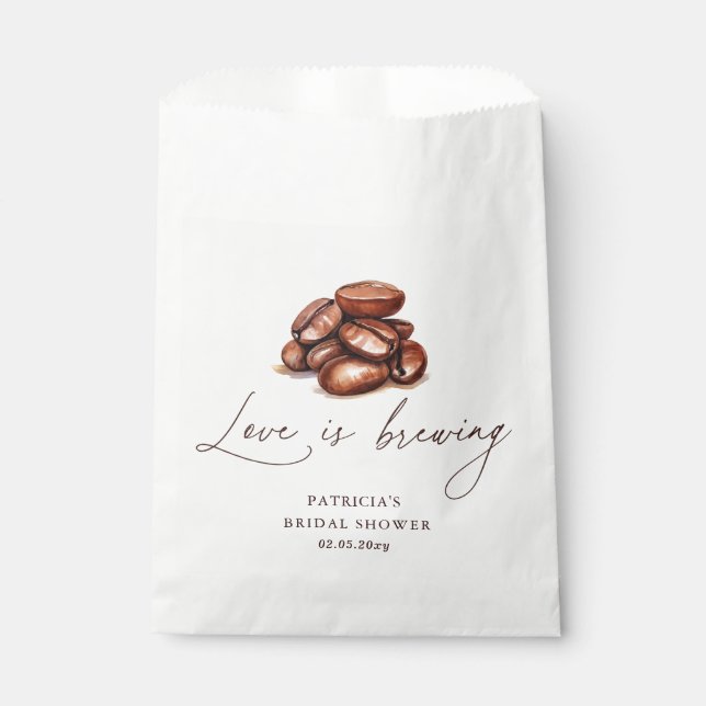 Love is Brewing Coffee Beans Bridal Shower Favour Bags (Front)